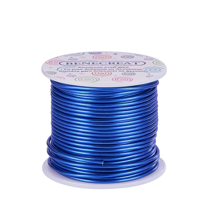 BENECREAT 12 Gauge Jewelry Craft Aluminum Wire 100 Feet Bendable Metal Sculpting Wire for Craft Floral Model Skeleton Making (Blue, 2mm) - Image 1